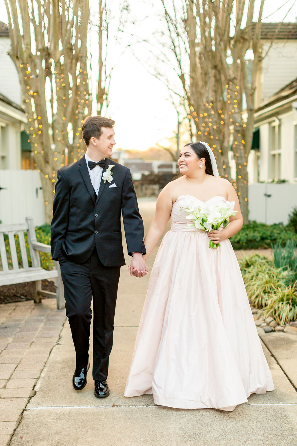 Barn at Reynolda Village wedding - blush wedding gown by Astrid + Mercedes