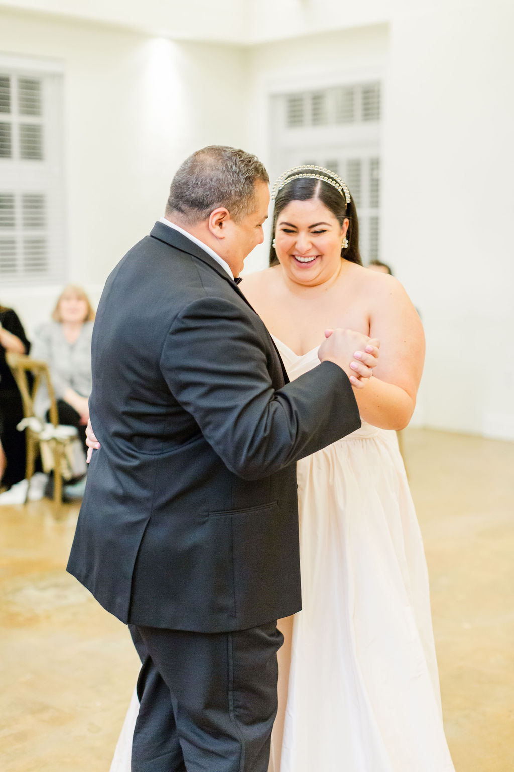 Barn at Reynolda Village wedding - blush wedding gown by Astrid + Mercedes