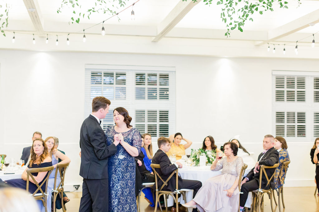 Barn at Reynolda Village wedding - blush wedding gown by Astrid + Mercedes