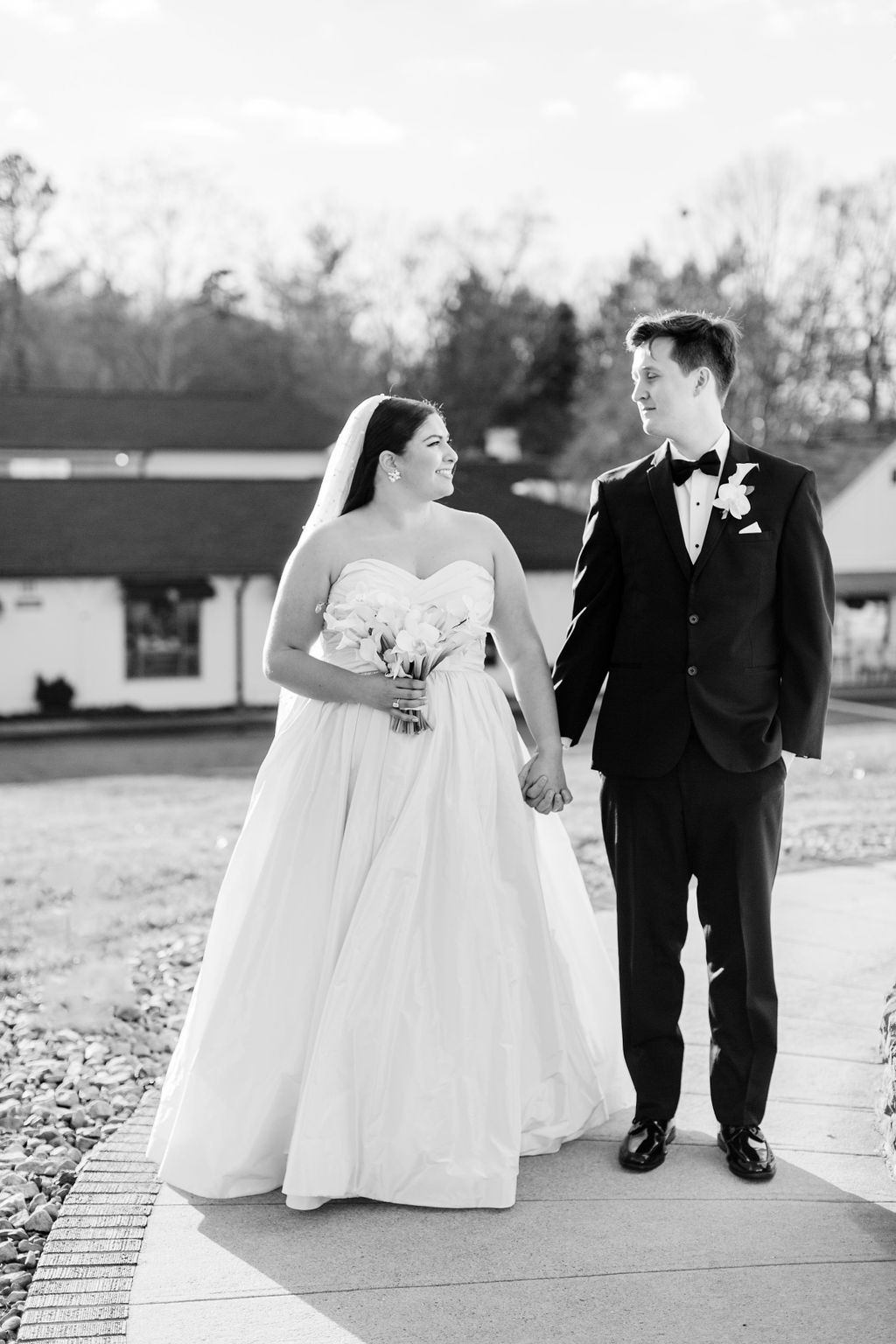 Barn at Reynolda Village wedding - blush wedding gown by Astrid + Mercedes