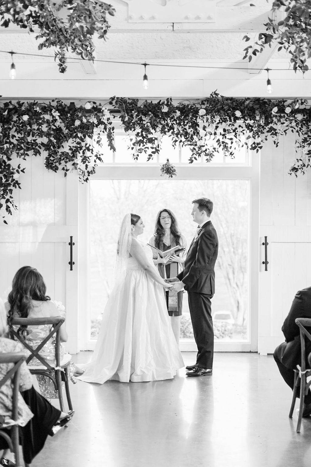 Barn at Reynolda Village wedding - blush wedding gown by Astrid + Mercedes
