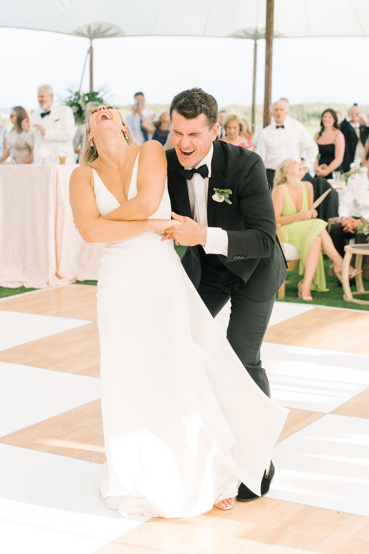 Kiawah Ocean Course Wedding - custom bridal gown with back bow by Lea-Ann Belter