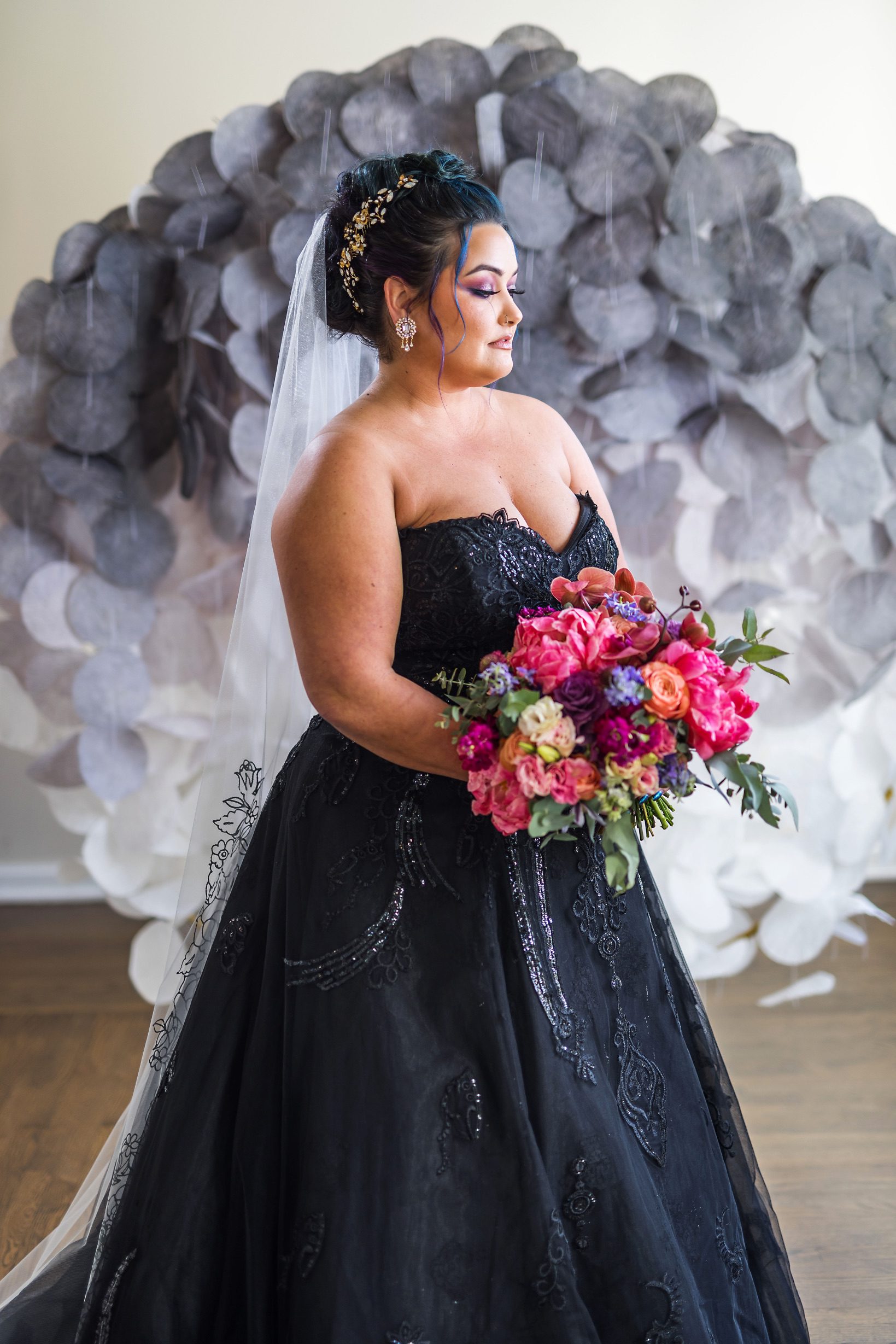 Black wedding dress style editorial