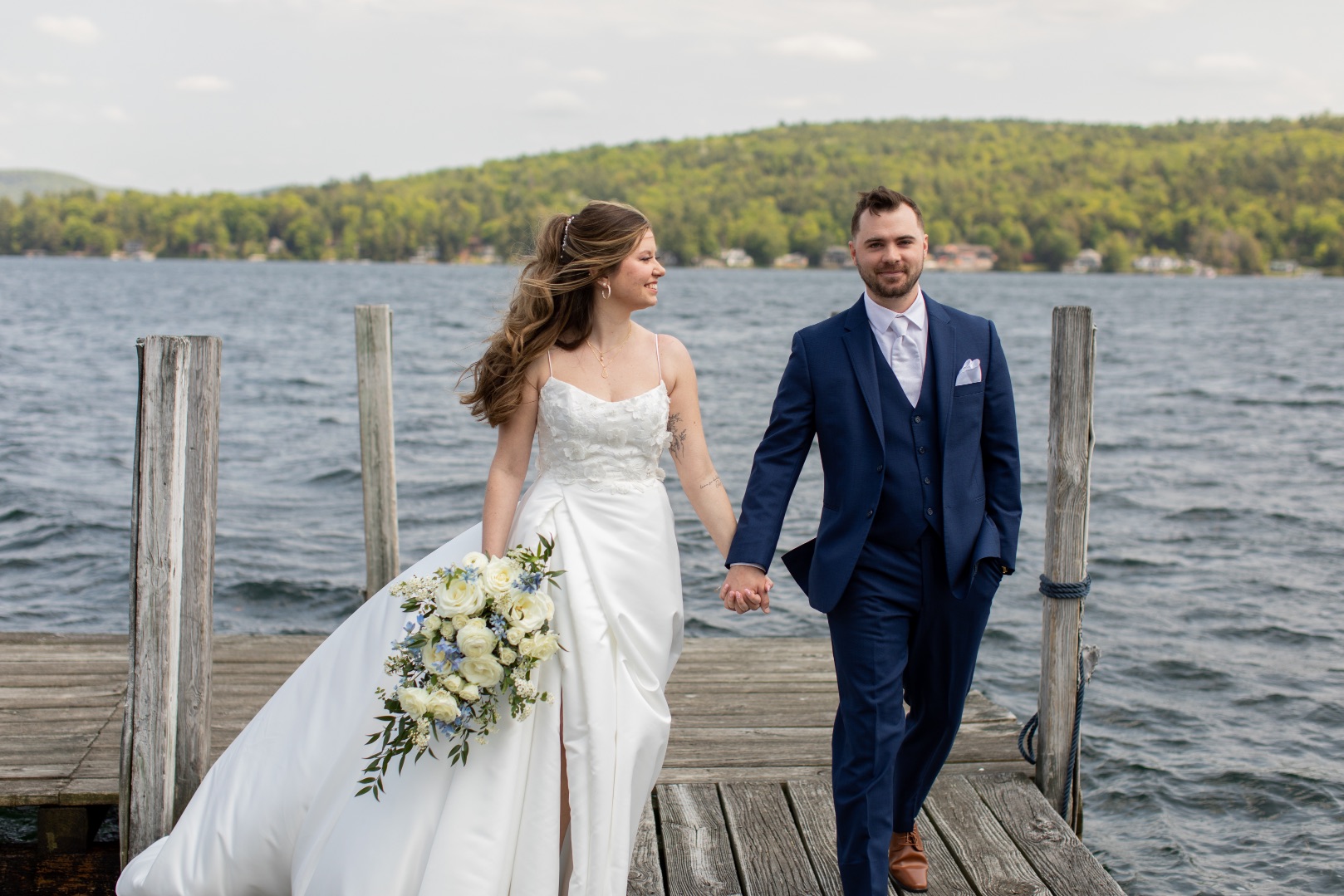 Saratoga Springs Wedding - Custom Astrid & Mercedes Petal wedding dress